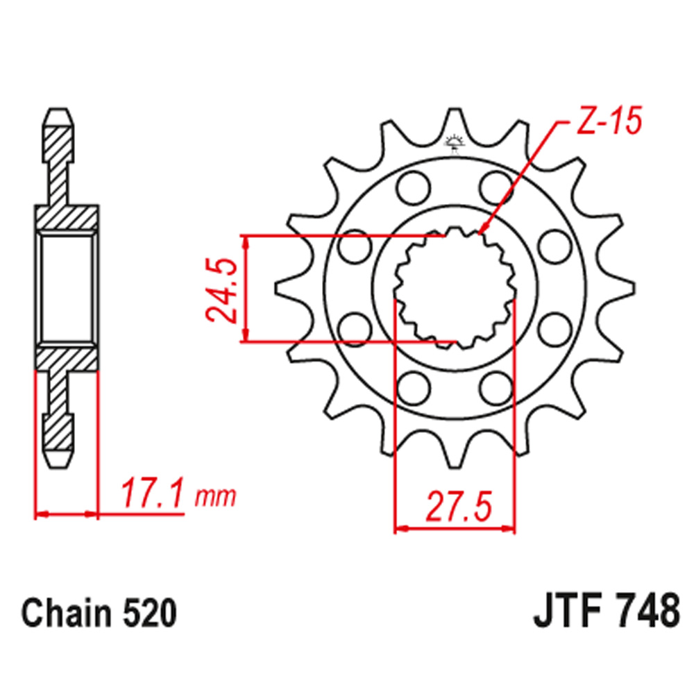 Lančanik prednji JT  JTF748-15 (520)15 zuba