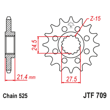 Lančanik prednji JT  JTF709-15 (525) 15 zuba