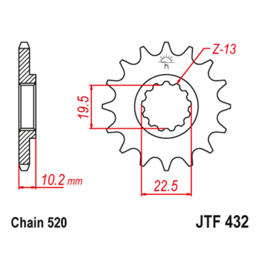 Lančanik prednji JT  JTF432.14 (520)14 zuba