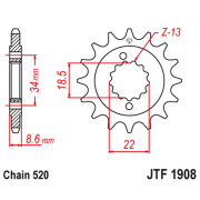 Lančanik prednji JT  JTF1908-15 (520) 15 zuba