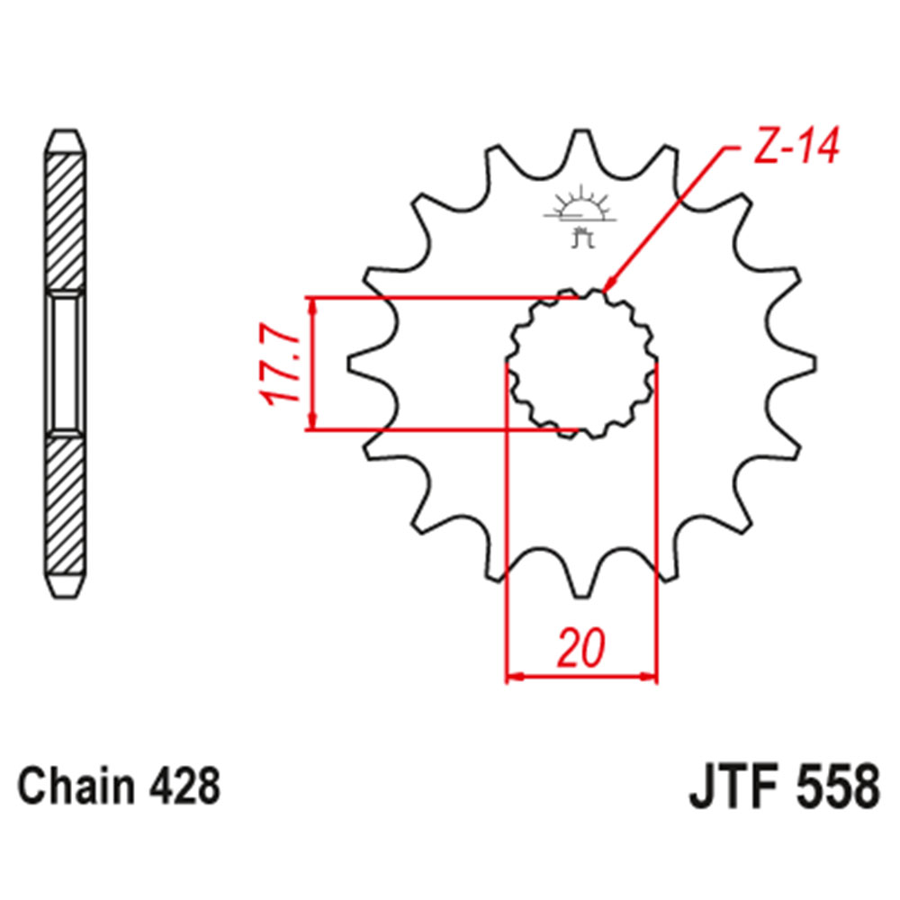 Lančanik prednji JT  JTF558-14 (428)14 zuba