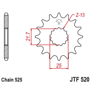 Lančanik prednji JT JTF520-17RB (525) 17 zuba