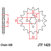 Lančanik prednji JT  JTF1425-14 (428) 14 zuba