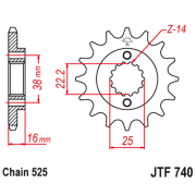 Lančanik prednji JT  JTF740-15RB (525)15 zuba