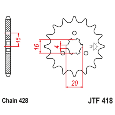 Lančanik prednji JT  JTF418-15 (428)15 zuba