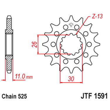 Lančanik prednji JT JTF1591-16RB (525) 16 zuba