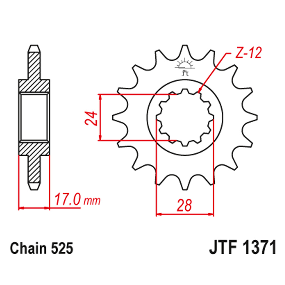 Lančanik prednji JT JTF1371-15RB (525)15 zuba