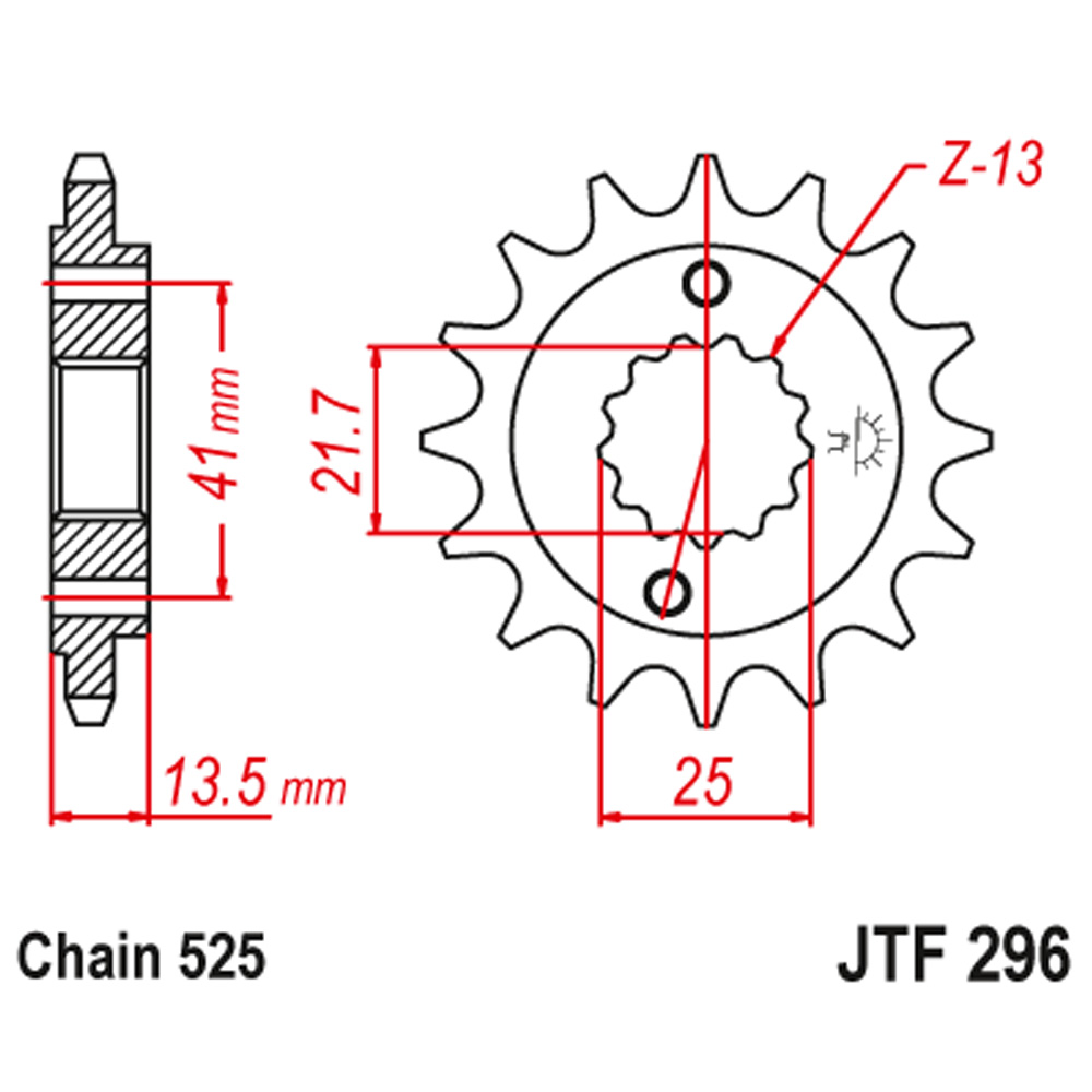 Lančanik prednji JT JTF296-16RB (525) 16 zuba