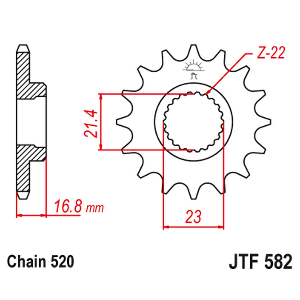 Lančanik prednji JT  JTF582-16RB (520)16 zuba