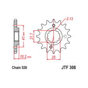 Lančanik prednji JT  JTF308-15RB (520)15 zuba