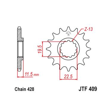 Lančanik prednji JT  JTF409-15 (428)15 zuba