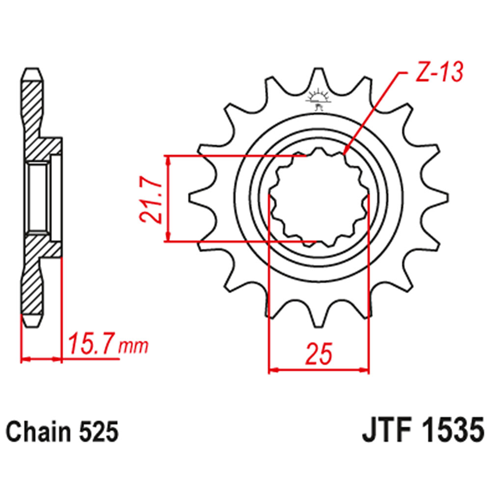 Lančanik prednji JT JTF1535-15RB-50-29024 (525)15 zuba