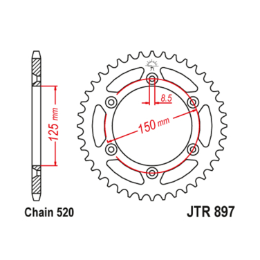 Lančanik zadnji JT JTR897-49 (520) 49 zuba