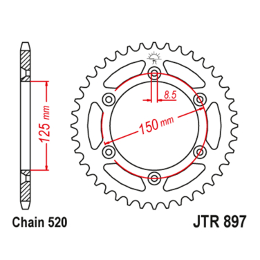 Lančanik zadnji JT JTR897-48 SC (520) 48 zuba