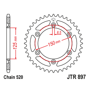 Lančanik zadnji JT  JTR897-45-50-32065 (520)45 zuba