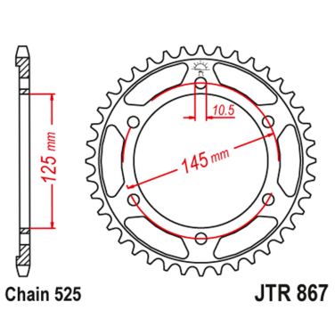 Lančanik zadnji JT  JTR867-44-50-29009 (525)44 zuba