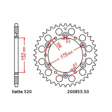 Lančanik zadnji JT JTR853-50 (520) 50 zuba