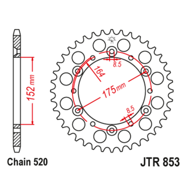 Lančanik zadnji JT JTR853-47-50-32003 (520) 47 zuba