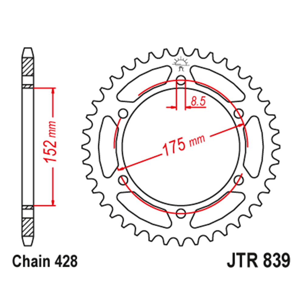 Lančanik zadnji JT JTR839-55-50-15023 (428) 55 zuba