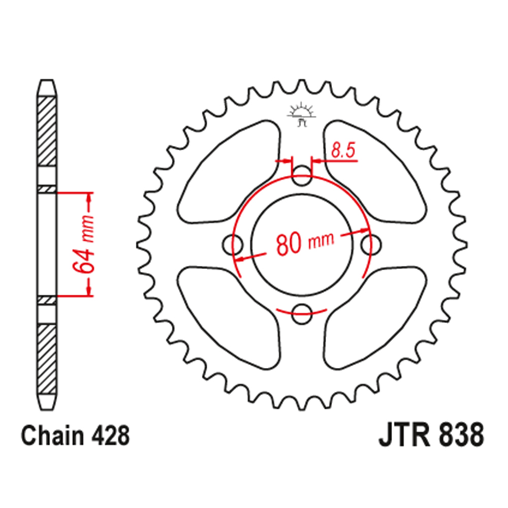 Lančanik zadnji JT JTR838-42-50-15015 (428)42 zuba