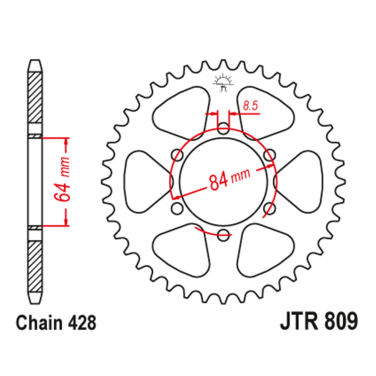 Lančanik zadnji JT JTR809-49-50-15019 (428) 49 zuba Sprint Pulser