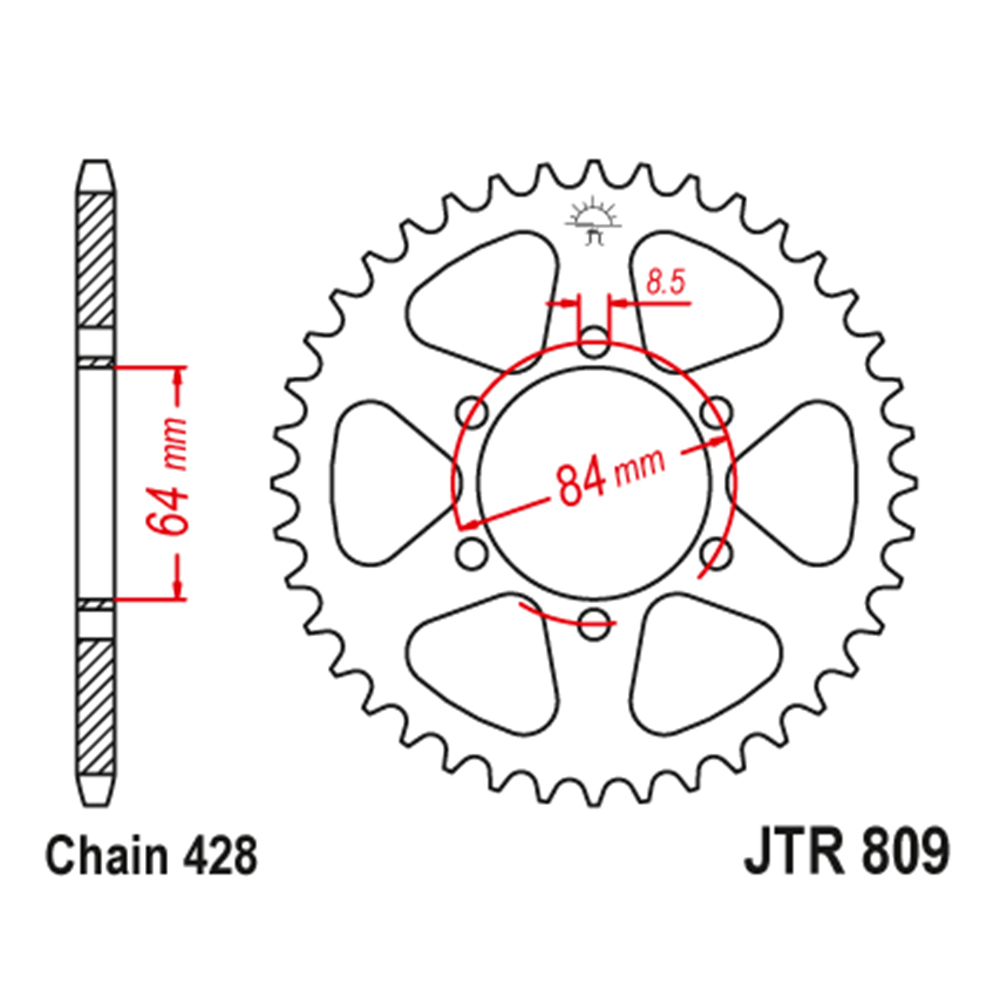 Lančanik zadnji JT JTR809-47-50-15019 (428) 47 zuba Sprint Pulser