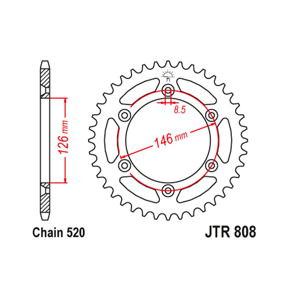 Lančanik zadnji JT JTR808-52 (520) 52 zuba