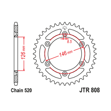 Lančanik zadnji JT JTR808-49 SC (520) 49 zuba