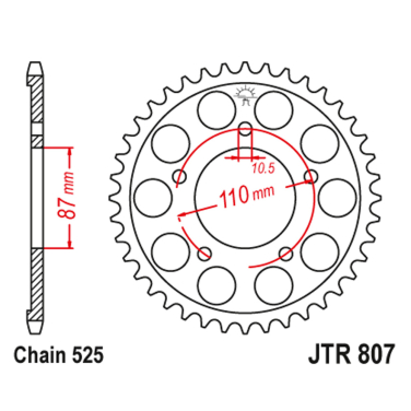 Lančanik zadnji JT  JTR807-44 (525)44 zuba