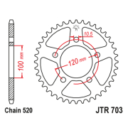 Lančanik zadnji JT  JTR703-44 (520)44 zuba