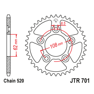 Lančanik zadnji JT JTR701-42 (520) 42 zuba