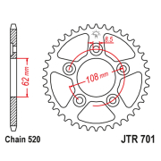 Lančanik zadnji JT  JTR701-39-50-32055 (520) 39 zuba