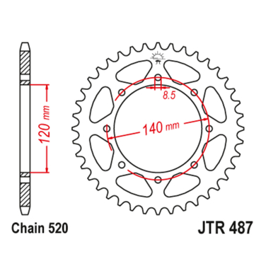 Lančanik zadnji JT JTR487-46-50-32028 (520) 46 zuba