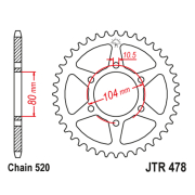 Lančanik zadnji JT JTR478-46ZBK (520)46 zuba