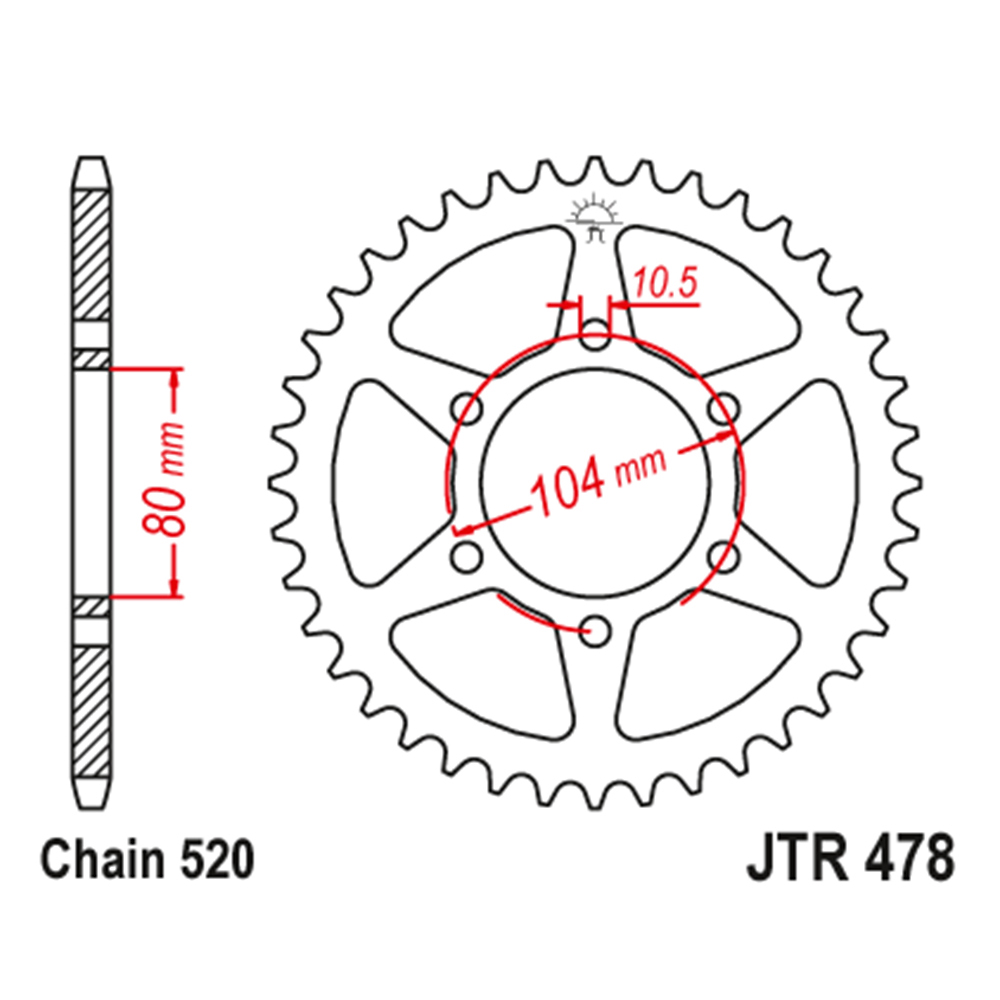 Lančanik zadnji JT JTR478-46ZBK (520)46 zuba