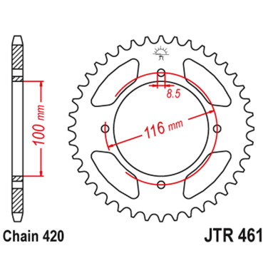 Lančanik zadnji JT JTR461-51 (420) 51 zub