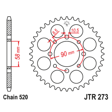 Lančanik zadnji JT  JTR273-44-50-32013 (520)44 zuba