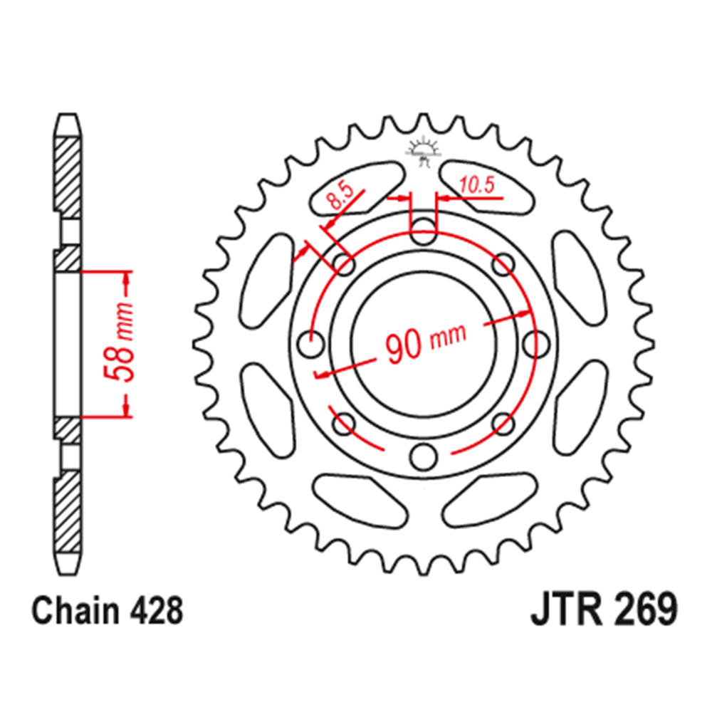 Lančanik zadnji JT JTR269-51-50-15001 (428) 51 zuba Sprint Pulser