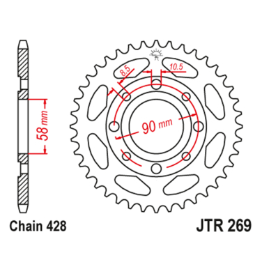 Lančanik zadnji JT JTR269-50-50-15001 (428) 50 zuba Sprint Pulser