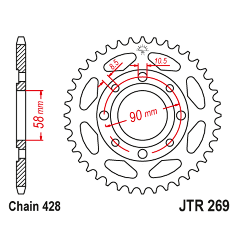 Lančanik zadnji JT JTR269-50-50-15001 (428) 50 zuba Sprint Pulser