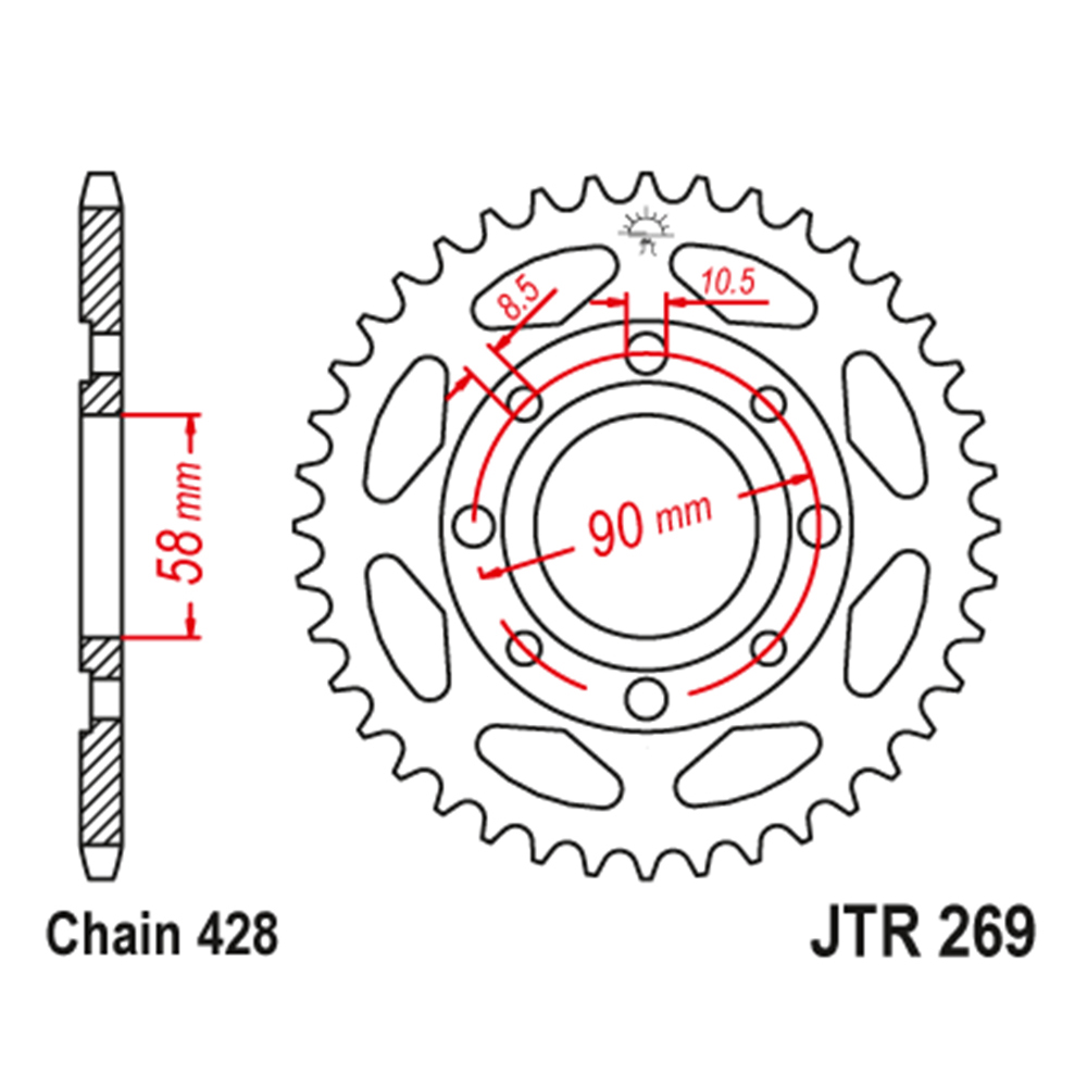 Lančanik zadnji JT  JTR269-42-50-15001 (428) 42 zuba Sprint Pulser