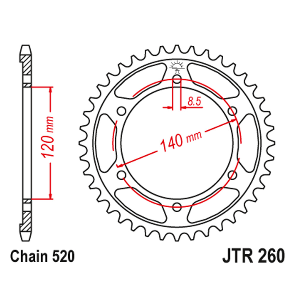 Lančanik zadnji JT  JTR260-40 (520)40 zuba