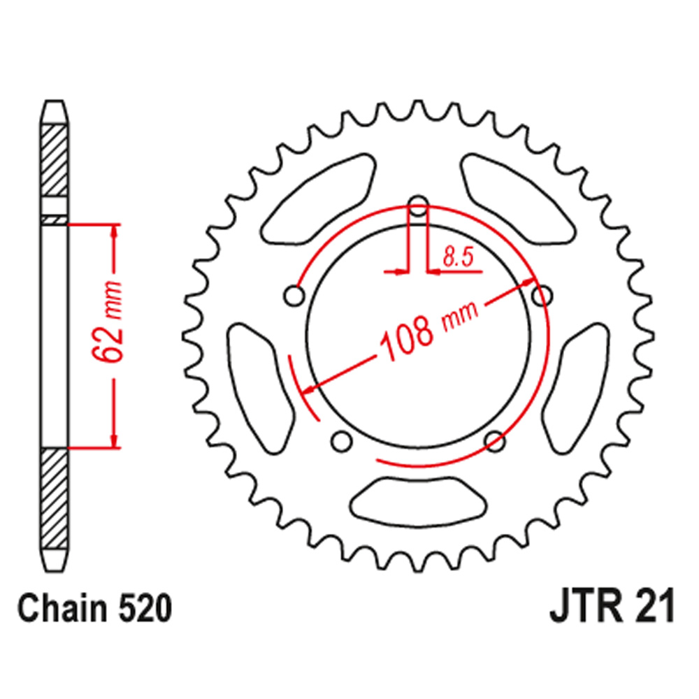 Lančanik zadnji JT  JTR21-40 (520)39 zuba