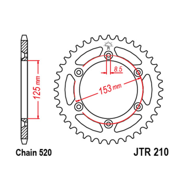 Lančanik zadnji JT JTR210-51 (520) 51 zub