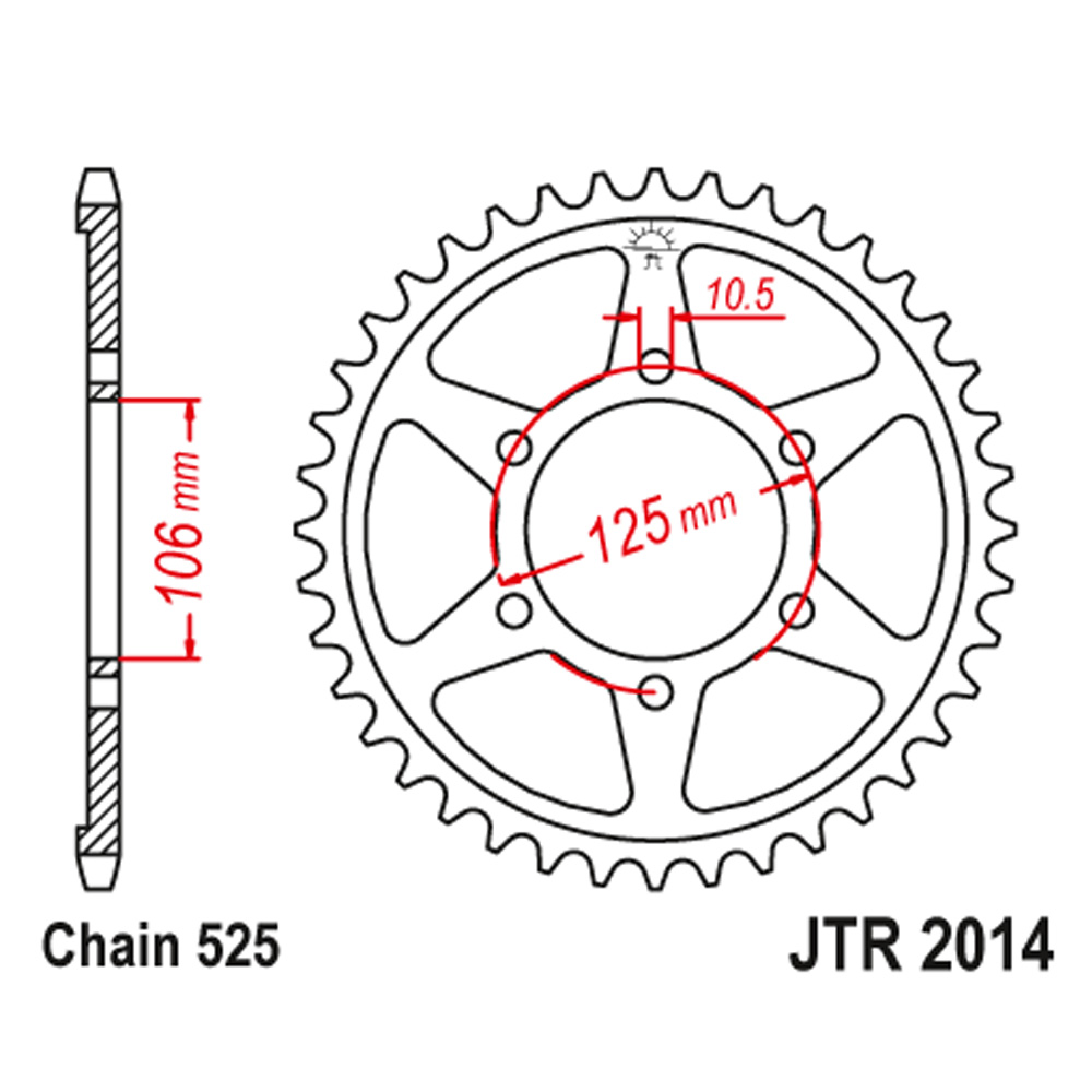 Lančanik zadnji JT JTR2014-47 (525) 47 zuba