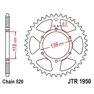 Lančanik zadnji JT JTR1950-48 (520) 48 zuba