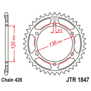 Lančanik zadnji JT JTR1847-57-50-15032 (428) 57 zuba