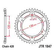 Lančanik zadnji JT JTR1847-55-50-15032 (428) 55 zuba