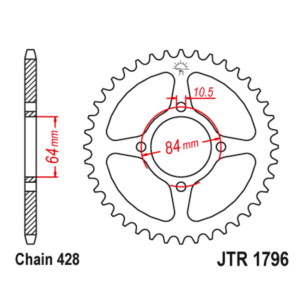 Lančanik zadnji JT JTR1796-51 (428) 51 zub