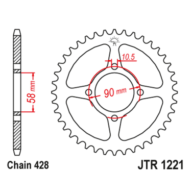 Lančanik zadnji JT  JTR1221-44 (428)44 zuba